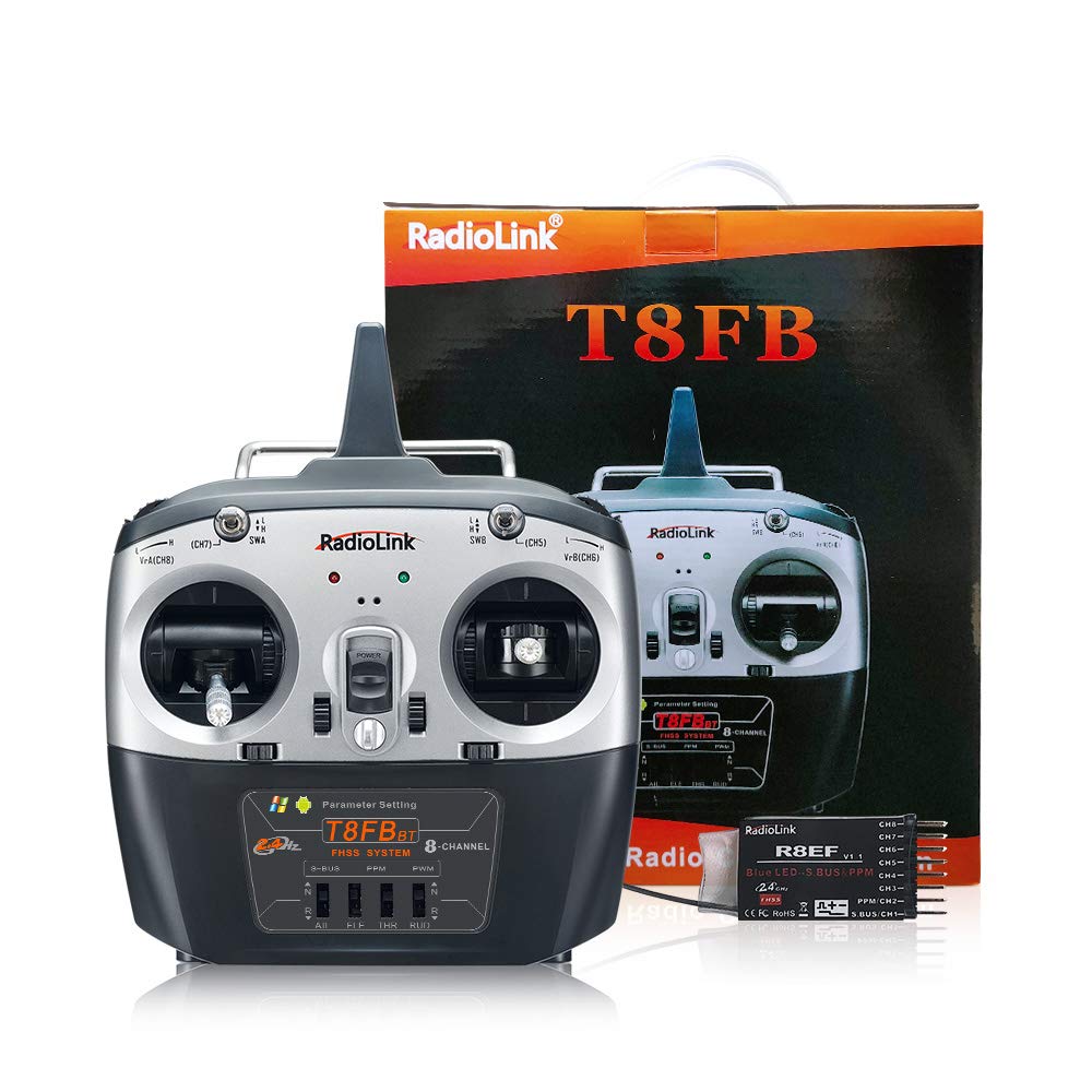 Radiolink T8FB 8 Channels 2.4GHz RC Remote Transmitter and R8EF Receiver APP Parameter Setup Dual Stick Controller for RC Airplane Aircraft Boat Car and More(Mode 2)