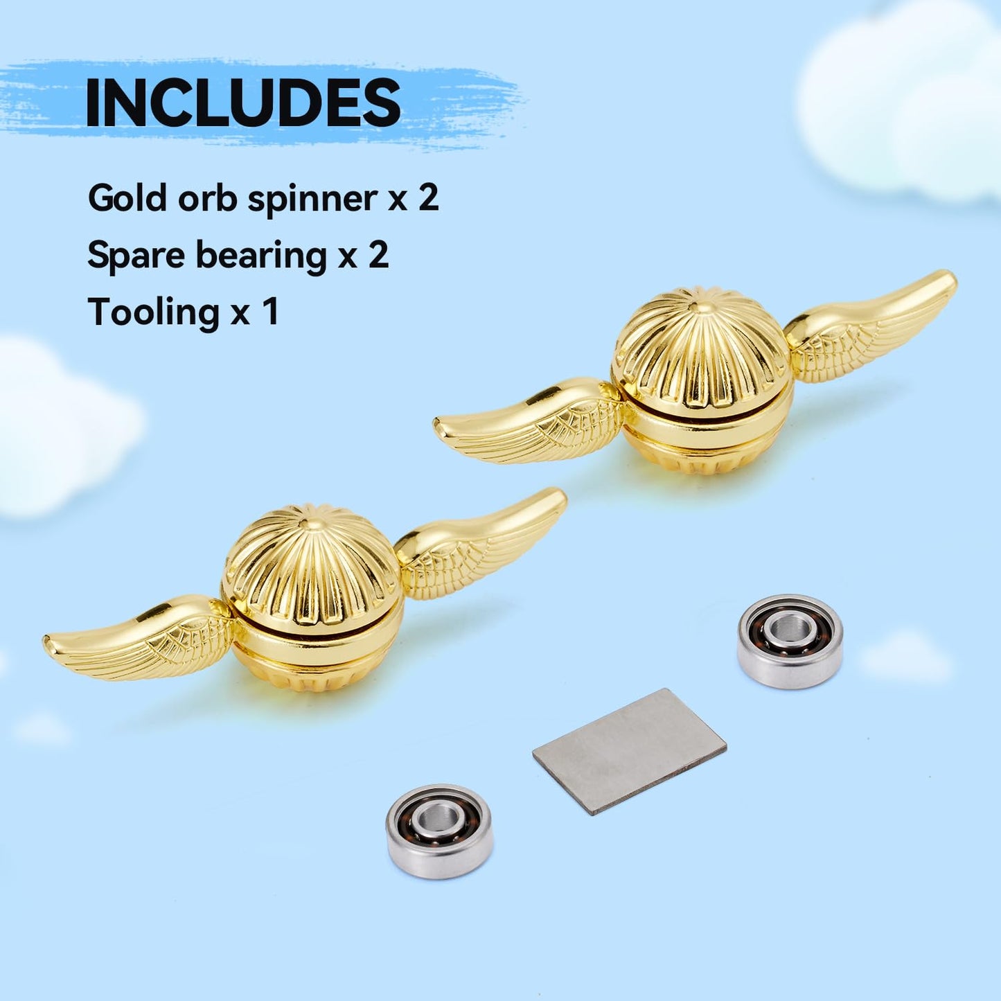 2-Piece Set Metal Orb Fidget Spinner Toys for Kids,Cute Anxiety Stress Relief Sensory Decoration Gadgets Party Stuff for Boys Girls,Christmas Stocking Stuffer Gifts for Teens Adults with ADHD Autism.