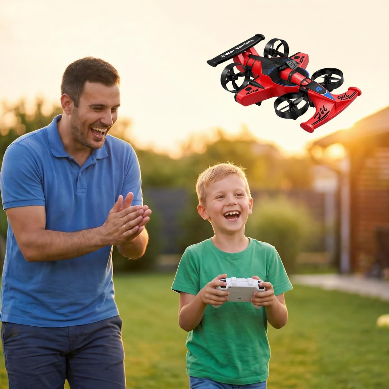 WAWALOL RC Flying Car and Airplane Toy, Toys for Boys and Girls, Jet-Style Helicopter Drone with 360° Flip Capability, Stunt Racing Aircraft, Gifts for Boys and Girls Ages 4, 6, 8, 12