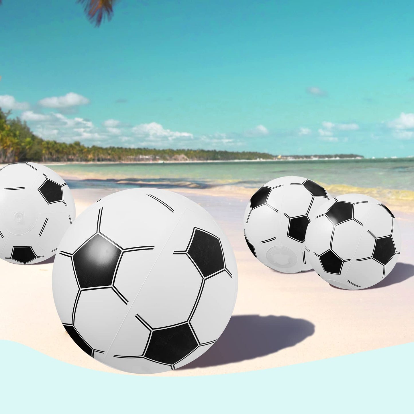 SCIONE Soccer Beach Balls Bulk 24 Pack - 9" Inflatable Swimming Pool Toys for Kids Summer Water Games, Hawaiian Tropical Theme Party Decorations Favors Supplies
