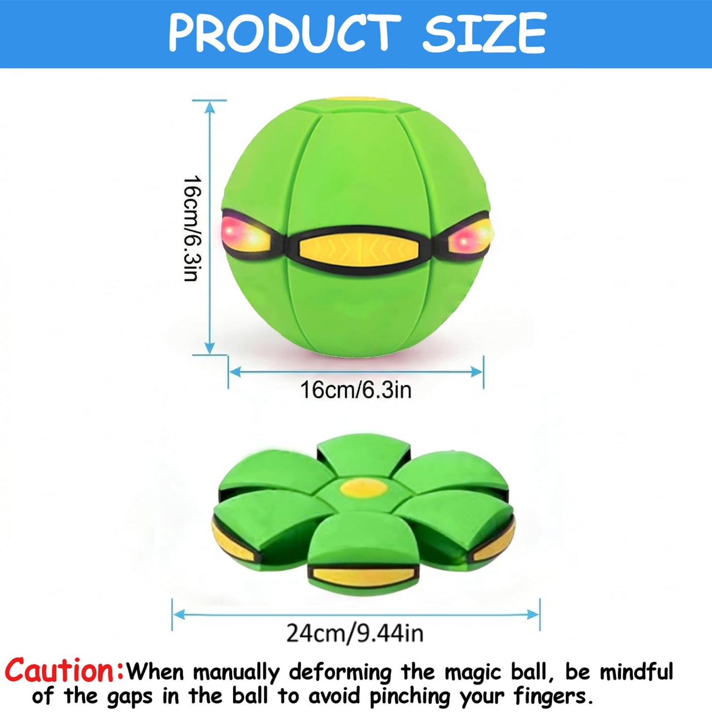 Magic Ball,Magic Meta Ball,Magic Bouncing Balls with 6 Light, Dual Form Freely Switchable,Pet Flying Saucer, Foldable,Suitable for Indoor & Outdoor Use(Green)