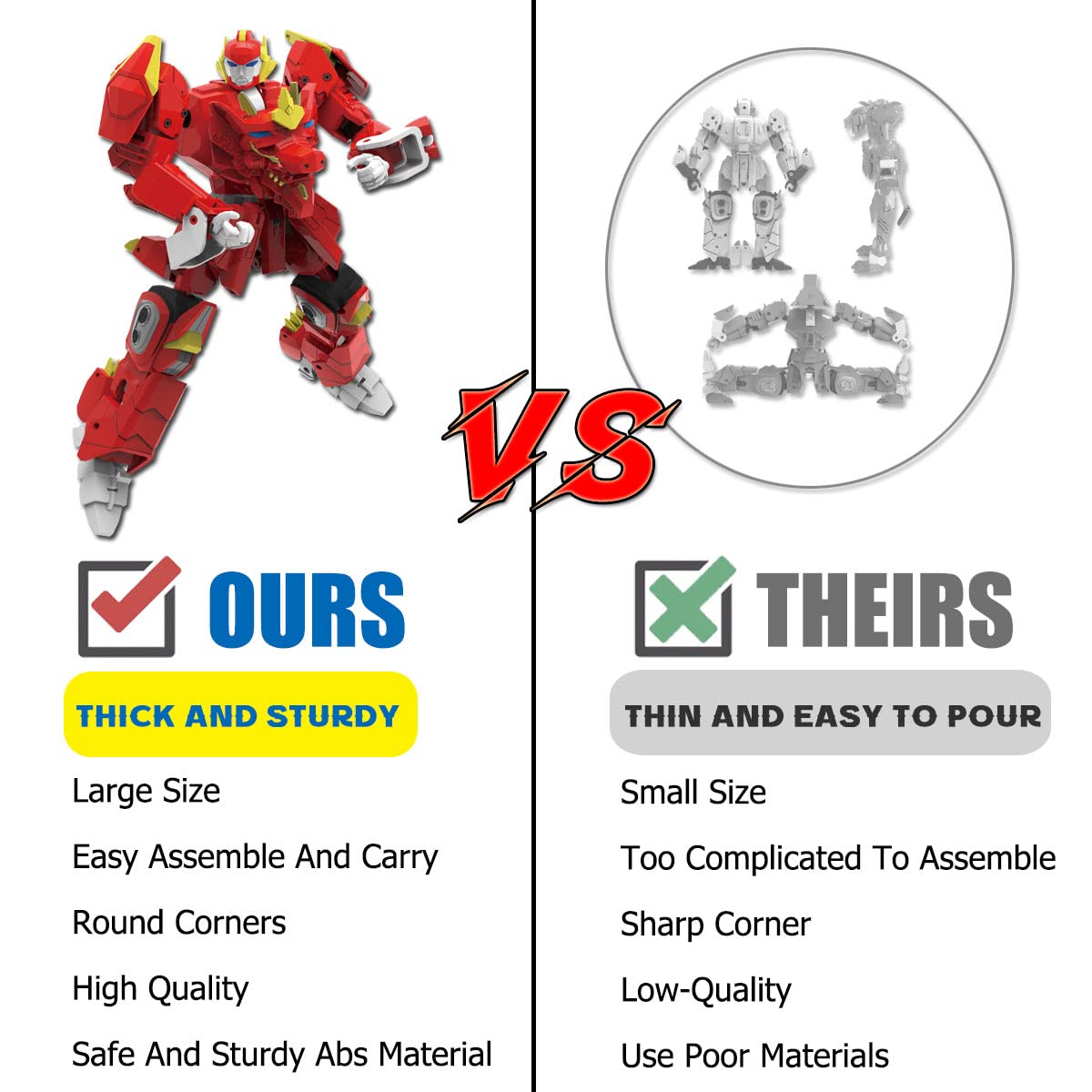 Wenbeier Animal Transforming Robot Toys Kirin Action Figure for Kids 10-in Deformation Robot for Boys & Girls Ages 6 7 8 9 10 (Red)