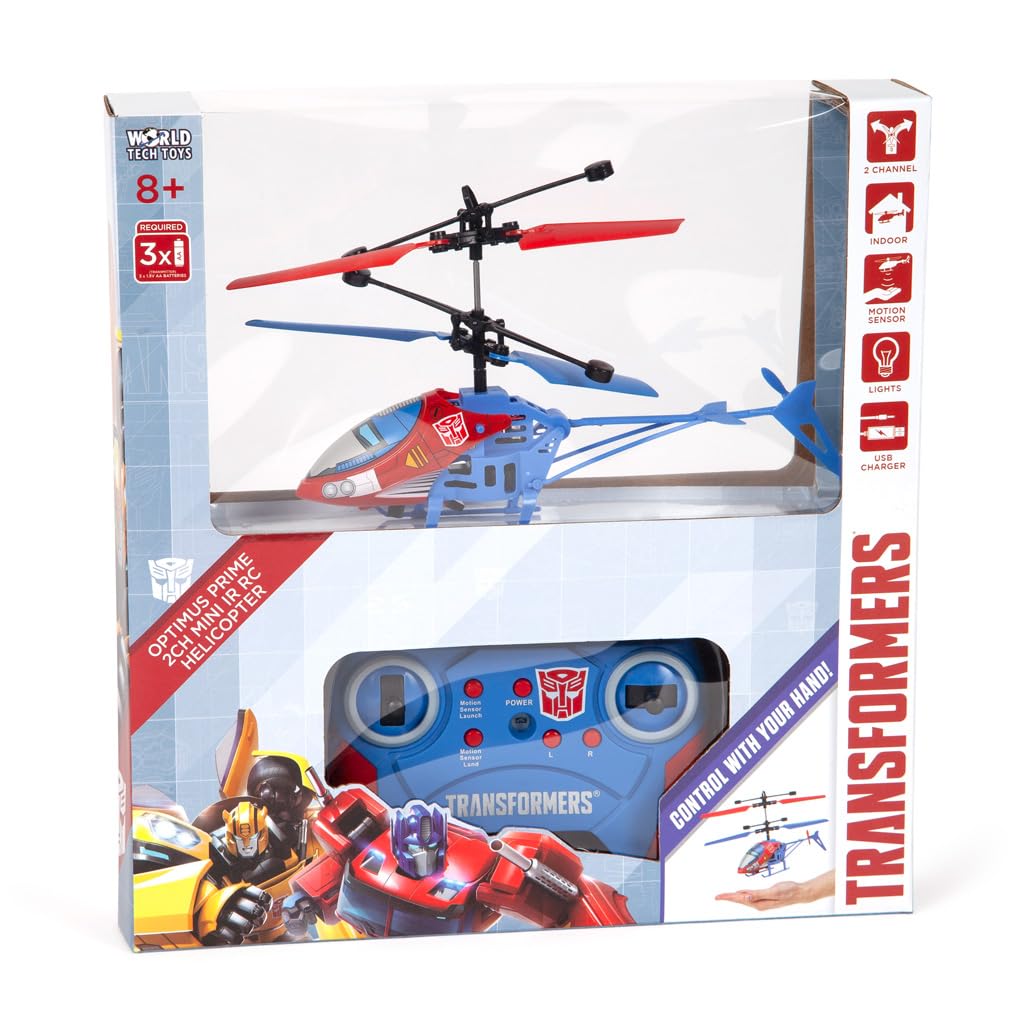 World Tech Toys Transformers Optimus Prime Infrared Motion Sensing Helicopter - Official Transformers Licensed Product for Kids Ages 6 7 8 9 10 11 12
