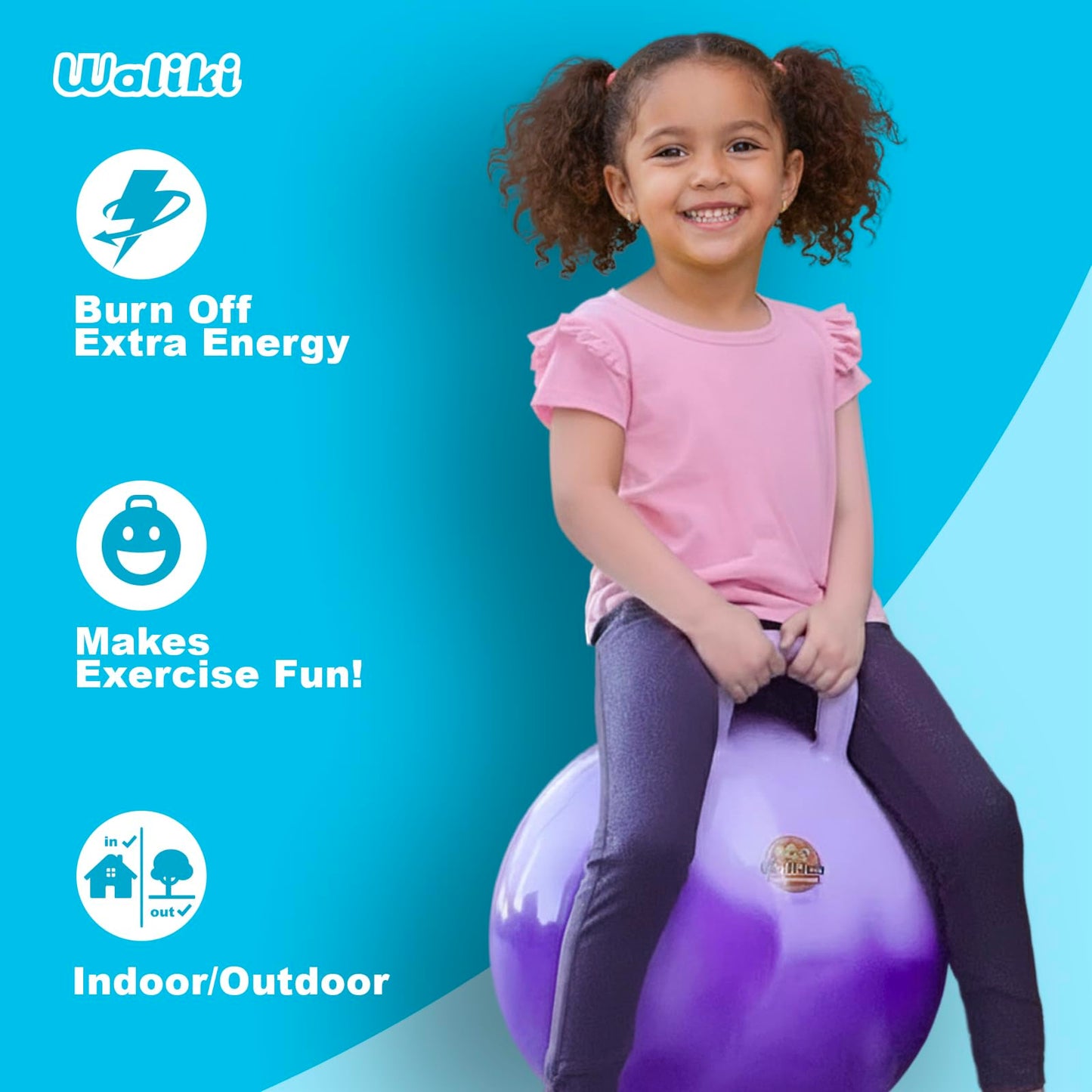 WALIKI Hopper Ball Toy for Girls 3 4 5 or 6 Years Old | Hippity Hop Ball | Jumping Hopping Ball | Cool Birthday Gift | Purple | 18"