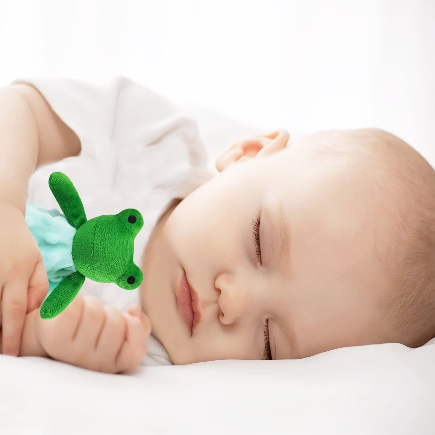 Doindute Baby Green Frog Soft Stuffed Animal Security Blanket, Plush Frog Character Lovey Blanket, Baby Shower/Nursery Gift, Newborn Infant Toddler Snuggle Blankie for Boys Girls, 13 Inches