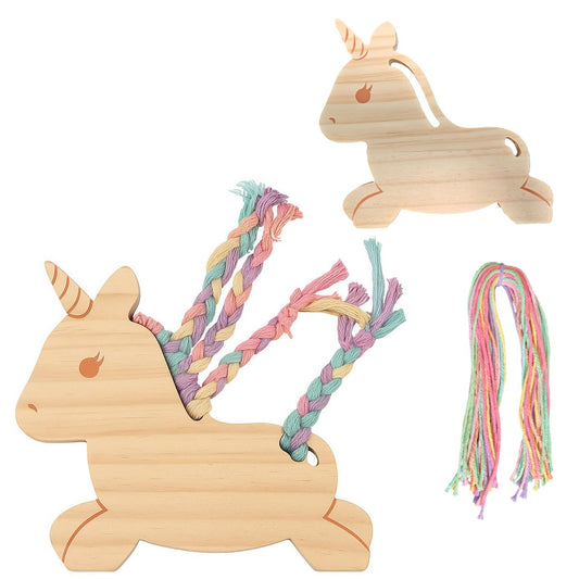 Wooden Lacing Toys for Kids DIY Toy Plane Activities Car Travel Toy Montessori Educational Learning Threading Toys for Fine Motor Skills (Rainbow Unicorn)