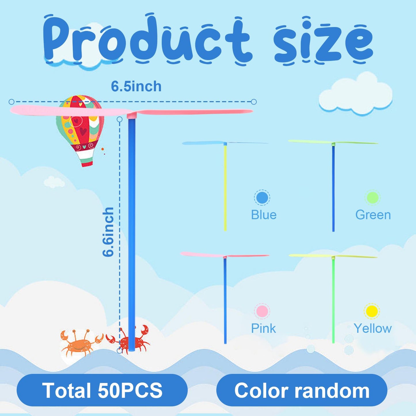 50set Flying Helicopter Toys Set, 50 Propeller+ 50 Rod,Hand Helicopter, Party Favors Outdoor Toy for Kids Ages 4-8, Gift Summer Outside Yard Activities Birthday Gifts 3 5 6 Year Old Girl Boys