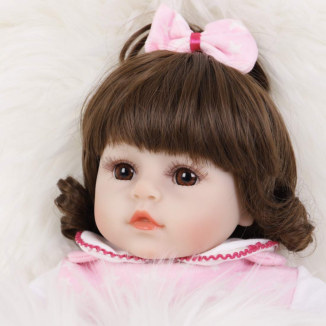 ENADOLL Reborn Baby Dolls - 16 inch Realistic Silicone Vinyl Weighted Soft Body Lifelike Doll Curly Hair Girl Gift Set for Ages 3+(Curly Hair)