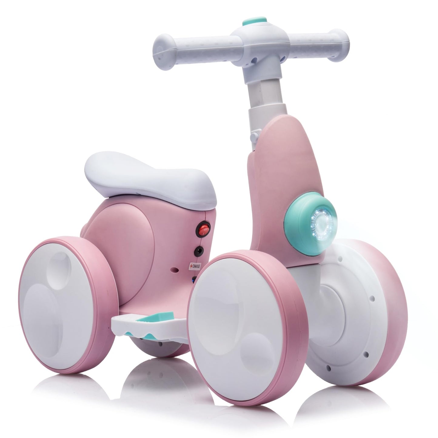 Electric Baby Balance Bike with Bubble Machine for 1 Year Old Boys Girls 4 in 1 Ride On Toys Toddler Balance Bike 12-48 Month Kids Bubble Bike First Birthday Gift with Powered Motor,Music,LED Lights