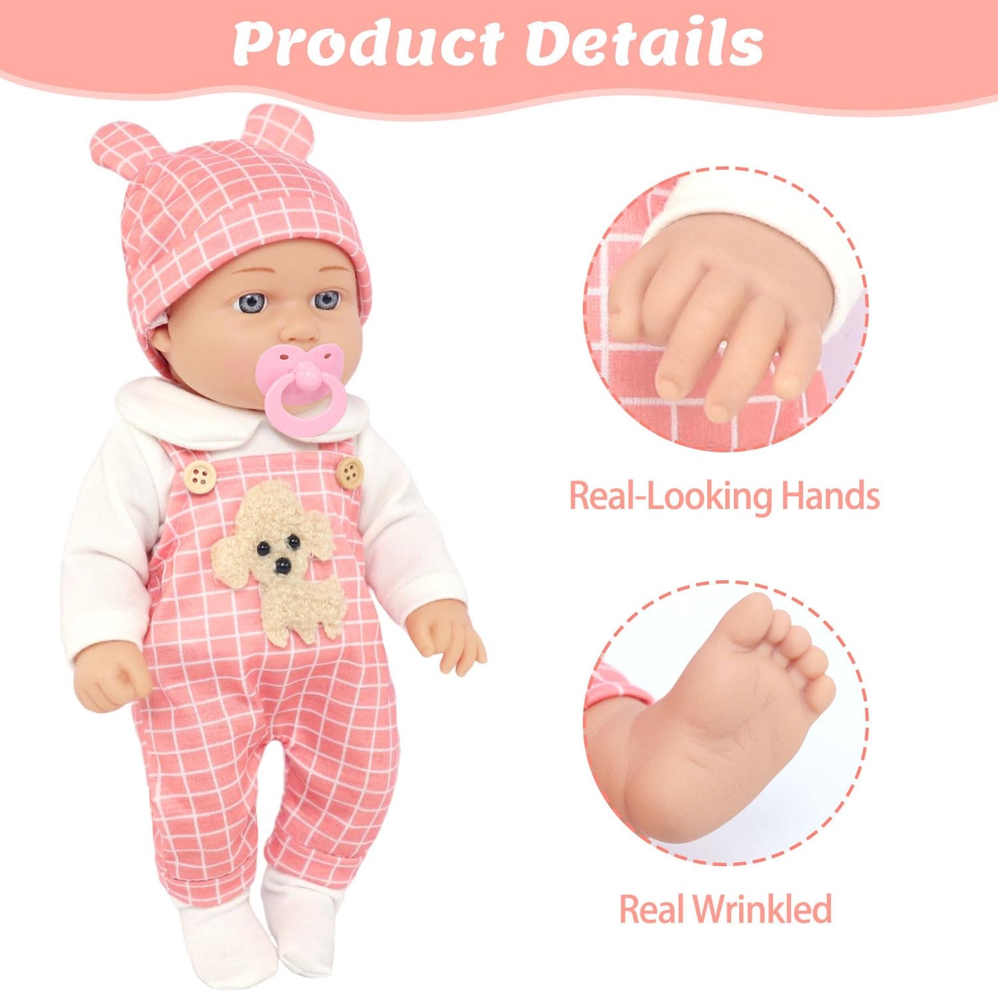 UNICORN ELEMENT 12" Baby Dolls with Backpack Carrier,12 Inch Baby Doll Accessories Cute Hat Pacifier Bottle Diaper Doll Playset for 3+ Year Old Kids
