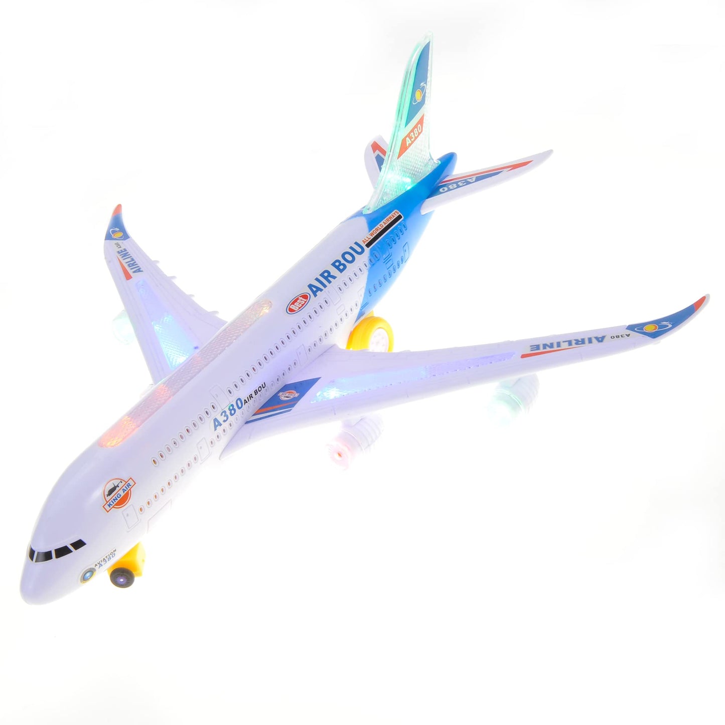 PowerTRC 2 Packs Kids Airplane Toys, Bump & Go Action Toddler Toy Airplane with LED Flashing Light, Music, Airplane Sound, Great Gift for Boys Girls Ages 3-12