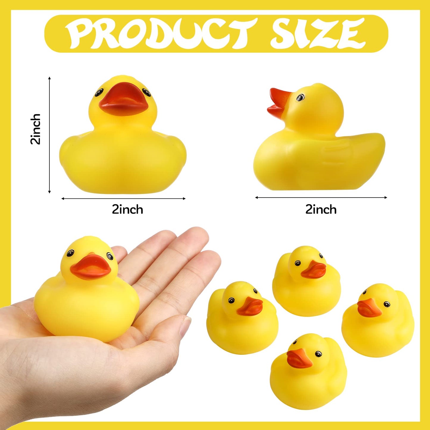 Vinsot 72 Pcs Mini Rubber Ducks Bulk, 2 Inch Yellow Rubber Ducks Bath Toys, Squeaky Duck Party Favors for Baby Shower, Birthday Party, Duck Race Game, Carnival Prizes