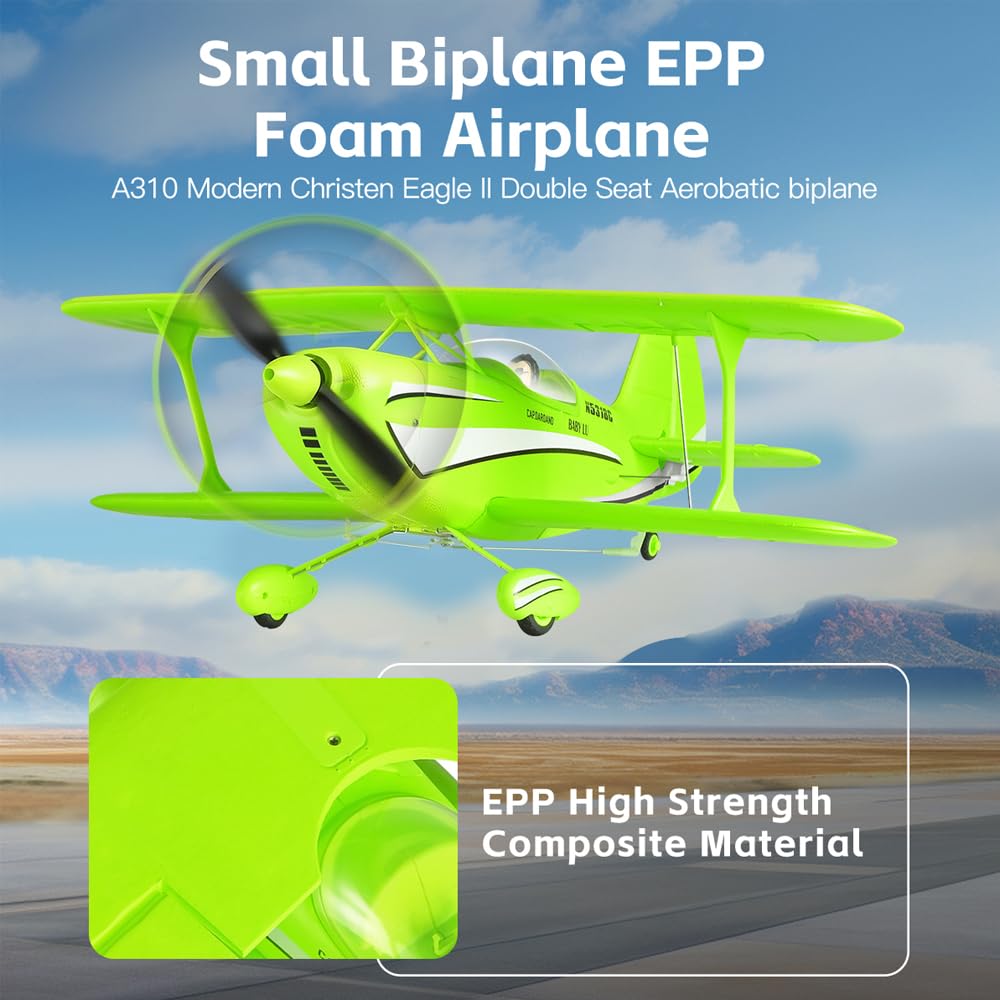 Park10 Toys RC Plane 4CH A310 Biplane RC Airplane for Adults Beginners 3D/6G 1504 Brushless Motor Remote Control Plane EPP Foam 2.4G Fixed-Wing Model Plane with 2 Batteries
