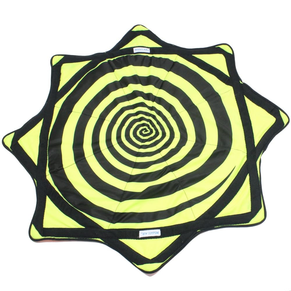 Mougee (moo-JEE) Air Flow Star - Neon Series - for Beginners & Advanced - Fum&Challenging -Double Stitched Flow & Vibrant Colors & Patterns Durable - 28” Diameter - Orange/Yellow Neon