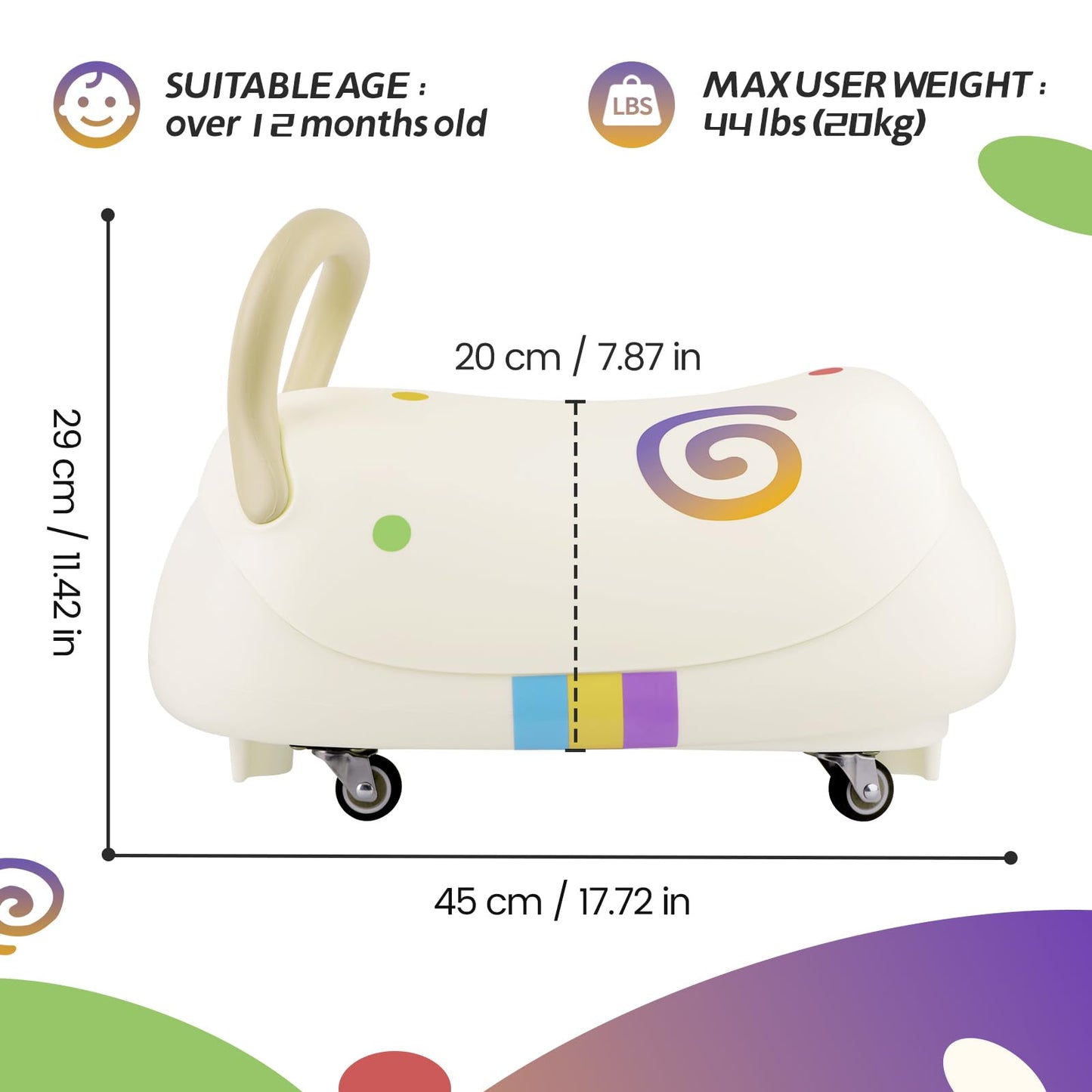 Toddler Balance Ride-On Toys, Kids Wiggle Car with Quiet PU Wheels & Anti-Tip Design for Age 1-3