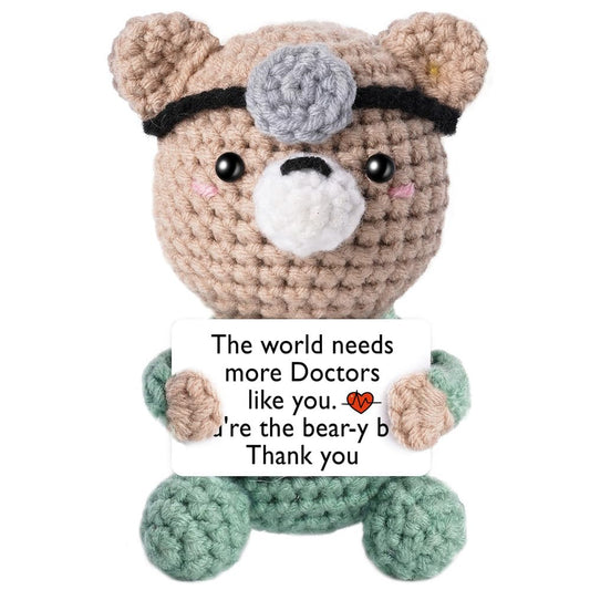 WJPOQ Doctor Gifts for Women Appreciation Gift, Doctor Mini Crocheted Bear Emotional Support Plush Crochet Animal Alreadymade Gifts