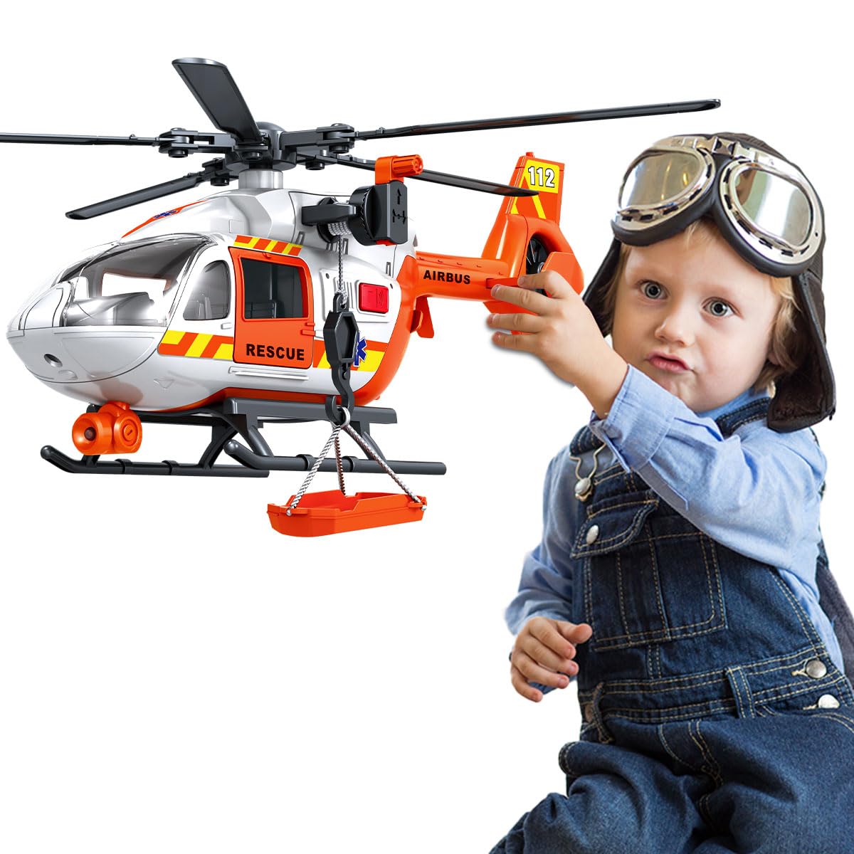 CSDCSD Helicopter Toy with Lights and Sound Sirens,Boys Toys,Rescue Vehicles Toys for Kids Aged 2 3 4 5 6 and Up,Best Toddler Kids Boys Gifts (Rescue Helicopter)