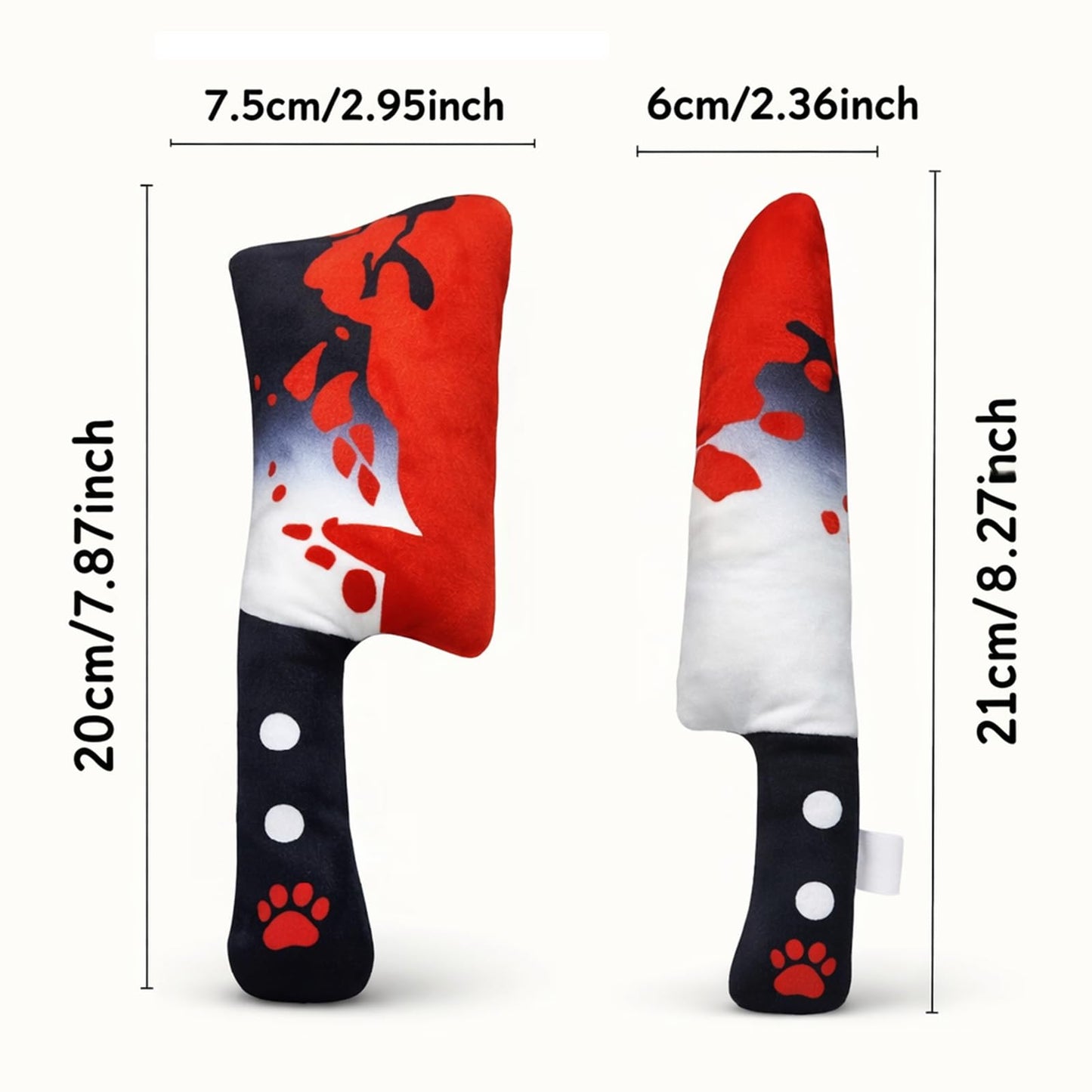 Haourlife 2-Pack Halloween Squeaky Dog Toy Set - Plush Knife and Cleaver Design, Interactive Sound Toys for Dogs, Perfect for Halloween Play and Chewing Fun