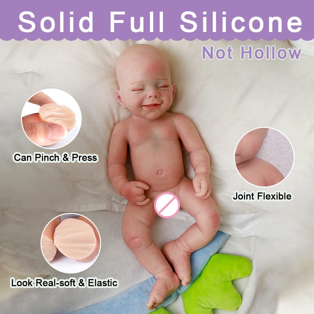SERENDOLL 18.5 inch Realistic Full Silicone Baby Doll Can Drink Water, Lifelike Reborn Baby Dolls, Toy, and Collectible Bald Boy (Drinkable Boy)