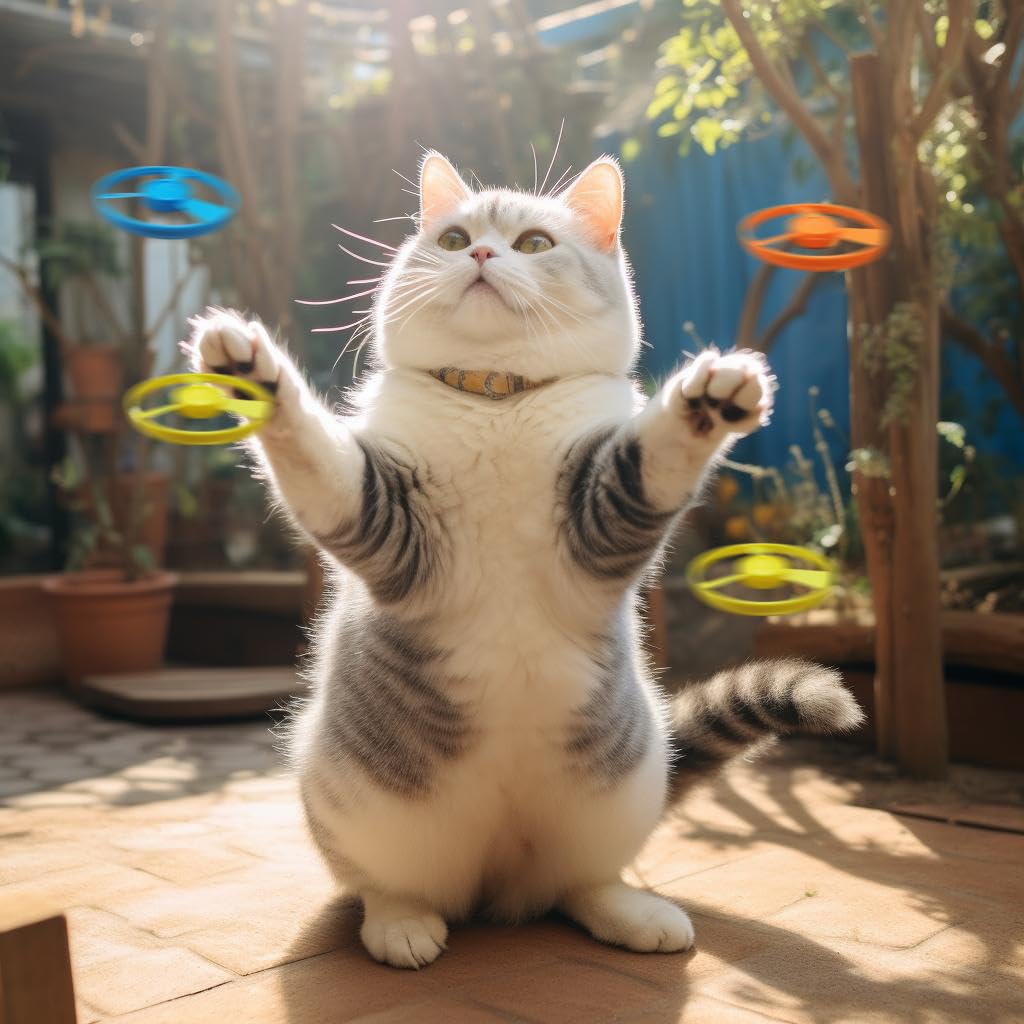 Svemei Cat Fetch Toy, Interactive Flying Cat Toy with 48 Propellers, Toys for Training Hunting Chasing(only Flying Propellers)