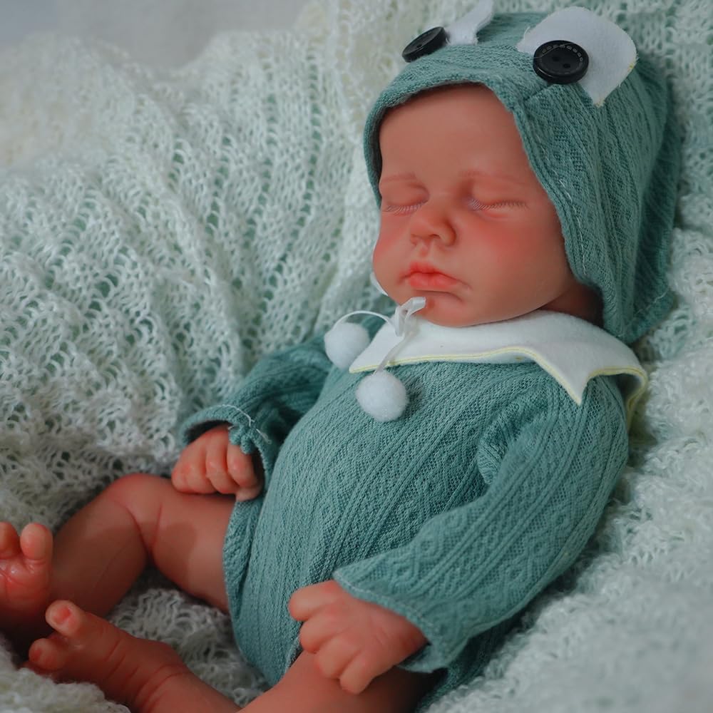 SOFTMARY Lifelike Reborn Baby Dolls - 12-inch Full Silicone Newborn, Real Life Baby Dolls with Realistic Veins & Sleeping Pose - Real Baby Reborn Gift Set for Kids Age 3+