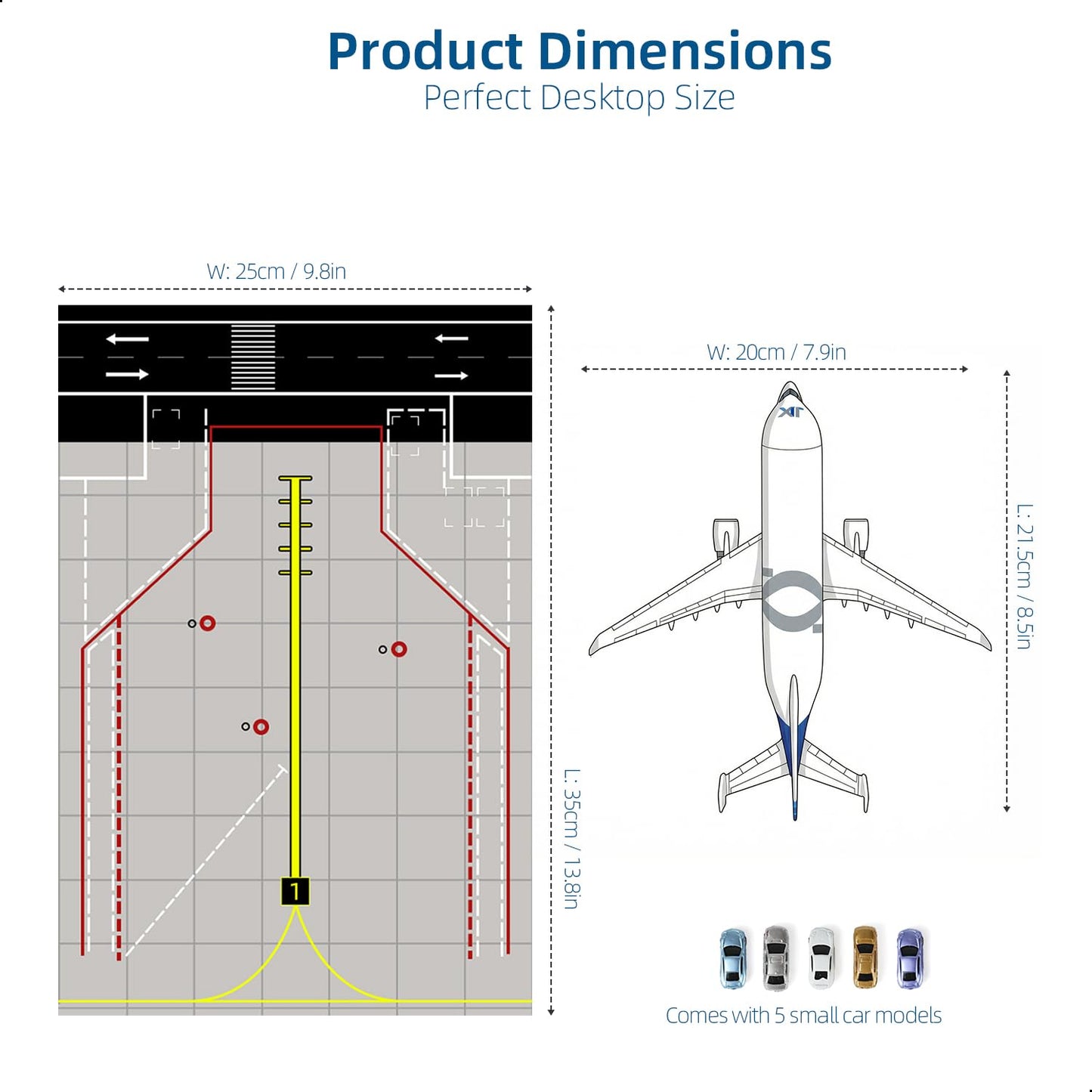 QIYUMOKE 1/300 Compatible for Beluga XL Airplane Model with Rubber Airport Mat and 5 Cars, Airbus A330 Diecast Metal Airplane Model Kits for Adult Display Decorations (Mat: 25×35 cm)