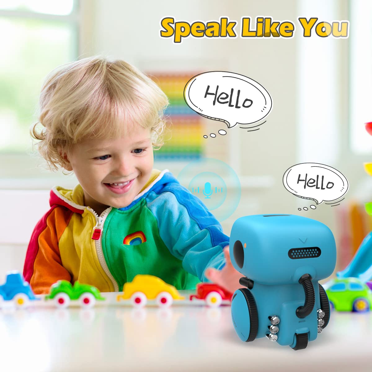 KaeKid Robots for Kids, Interactive Smart Robotic with Touch Sensor, Voice Control, Speech Recognition, Singing, Dancing, Repeating and Recording, Robot Toy for 3 4 5 6 7 8 Year Old Boys Girls