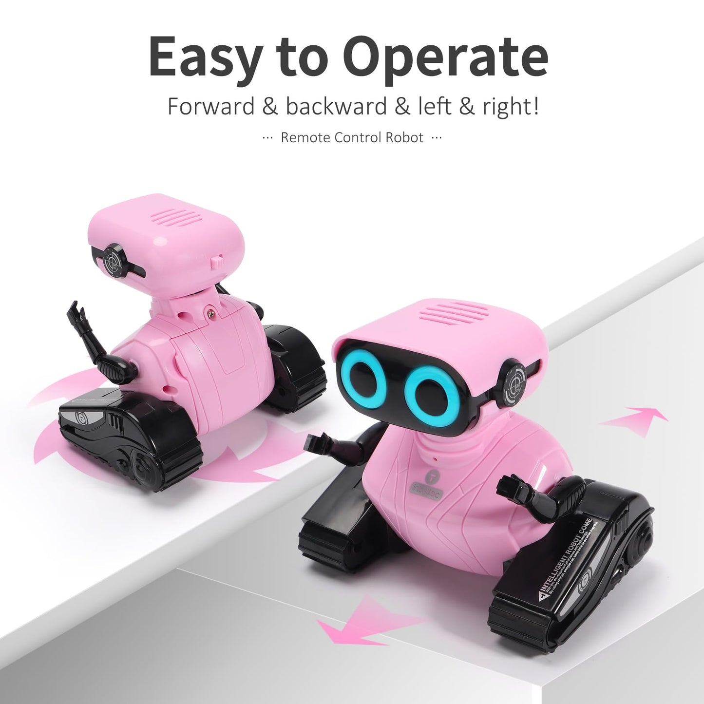 GILOBABY Remote Control Robot Toy for Kids 3-5 Years, Flashing LED Eyes, Dancing and Flexible Moves, Auto Demo Mode, Gift for Girls (Pink)