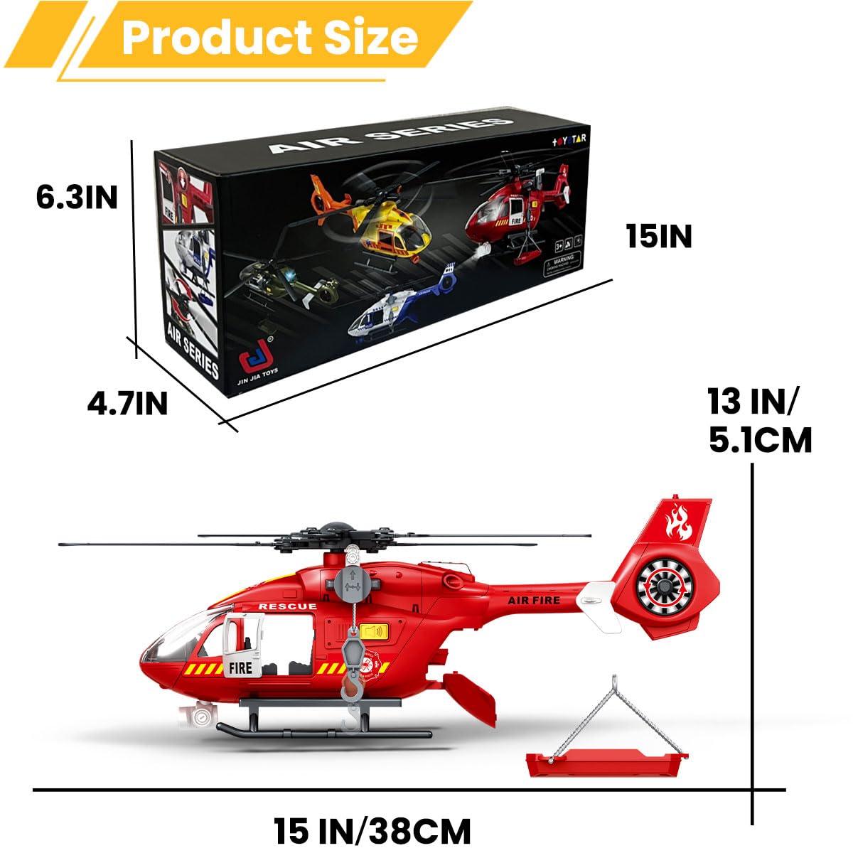 CSDCSD Kids Toys for 3 4 5 6 7 Years Old Boys, Large Helicopter Toy,Police Toys Crane Toy with Lights and Sounds,with Cargo Basket,Toddlers Gifts