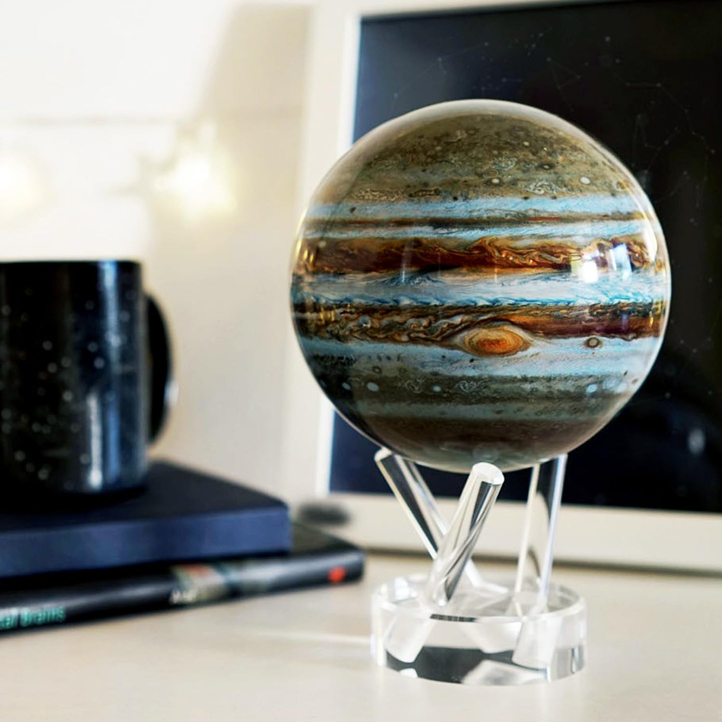 MOVA Globe - Jupiter Classic (4.5") | Solar-Powered Rotating Planet Display for Desk or Shelf | No Batteries or Wires | Floating-Style Space Decor