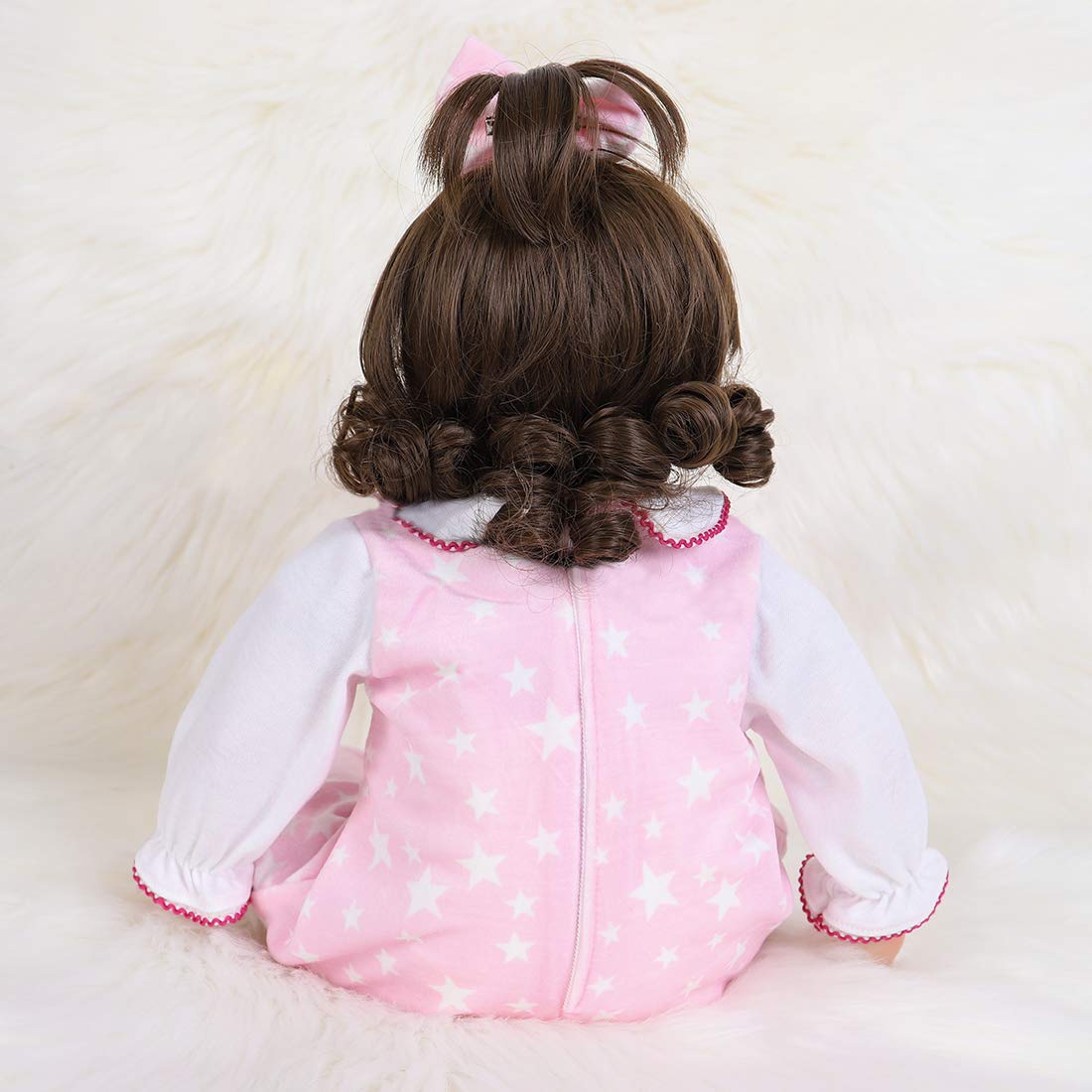 ENADOLL Reborn Baby Dolls - 16 inch Realistic Silicone Vinyl Weighted Soft Body Lifelike Doll Curly Hair Girl Gift Set for Ages 3+(Curly Hair)