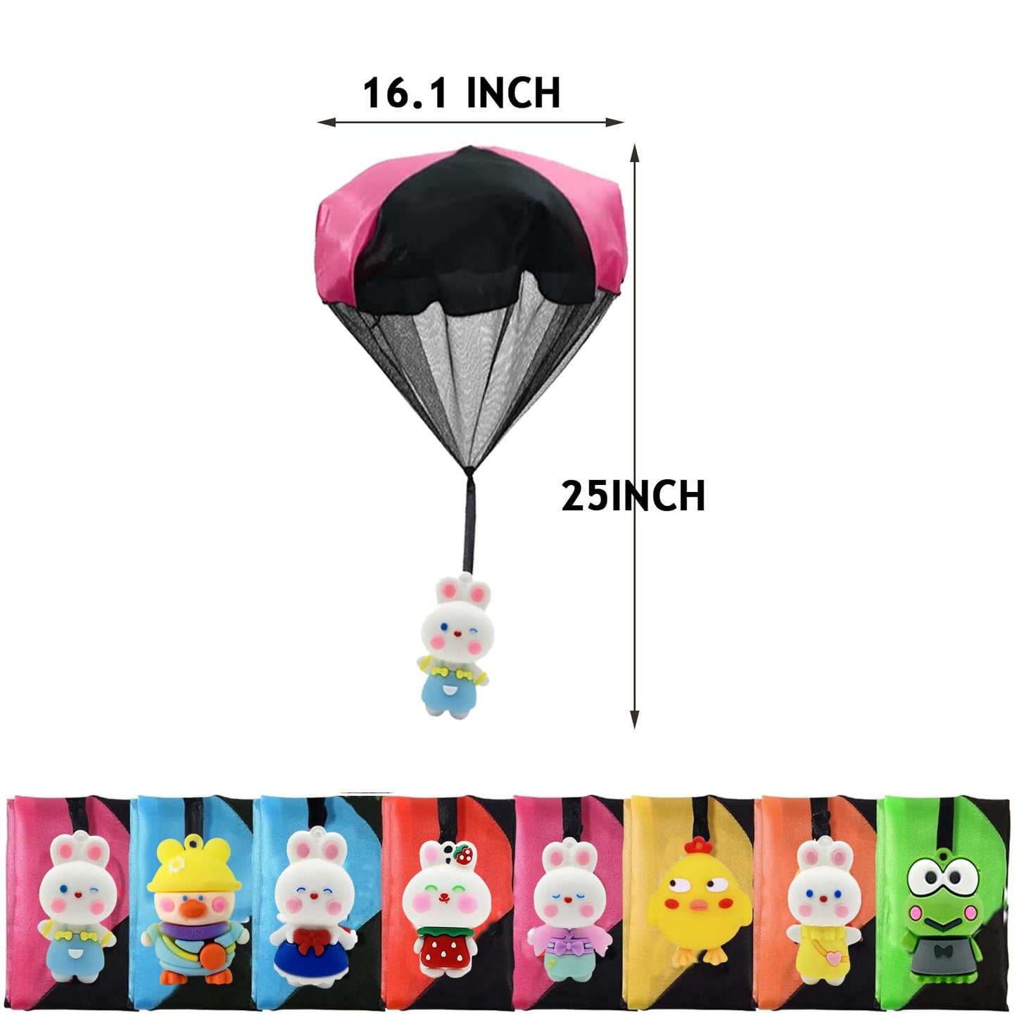 Rdogeia 8PCS Easter Parachute Toys,Easter Basket Stuffers with Hand Throw Flying Toys for Kids Boys Girls Easter Egg Fillers Ideas Gifts, Easter Party Favor