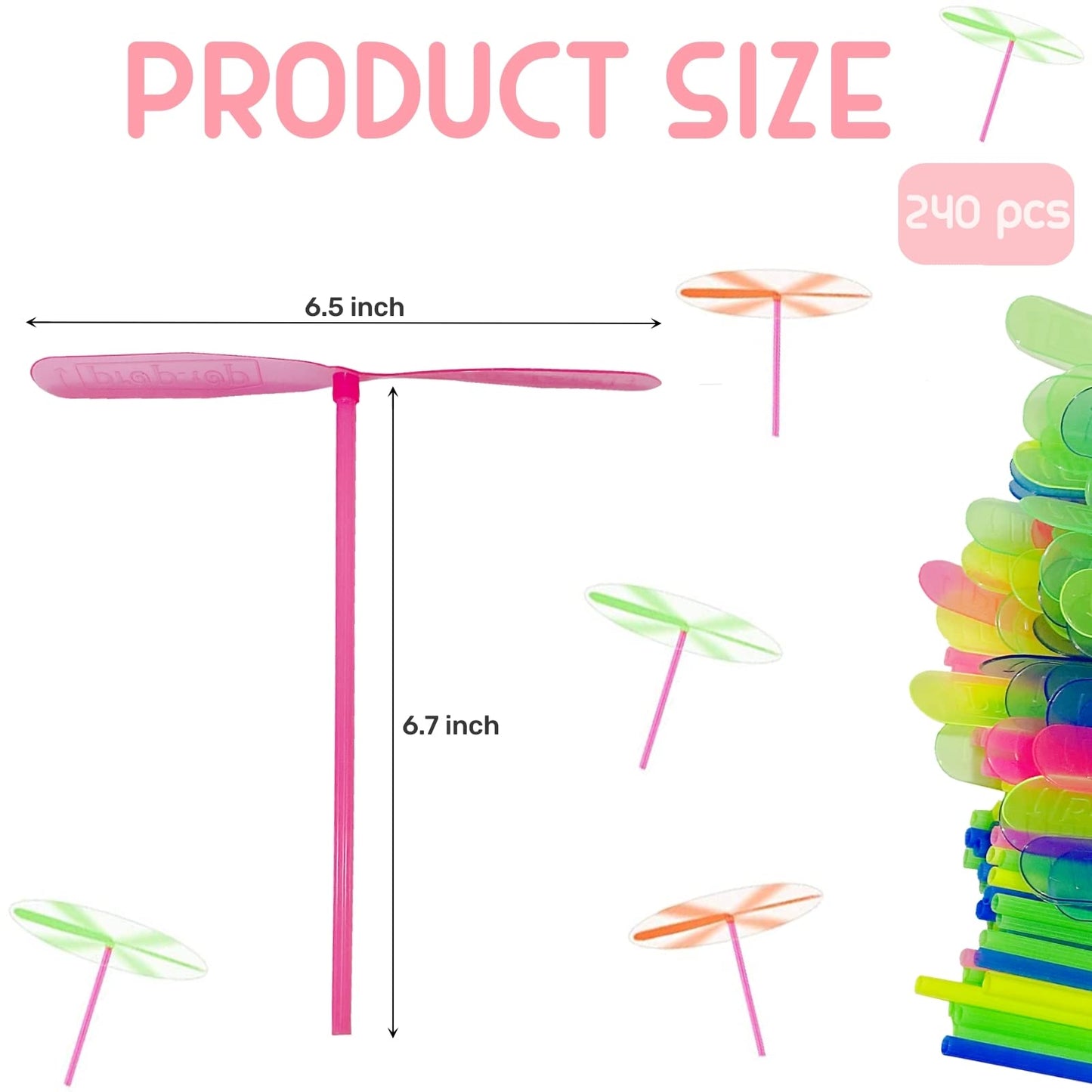 LCPQMZGH 240 Pieces Hand Helicopter Spinner Hand Rub Plastic Propeller Outdoor Flying Plastic Dragonfly Toy Color Toy