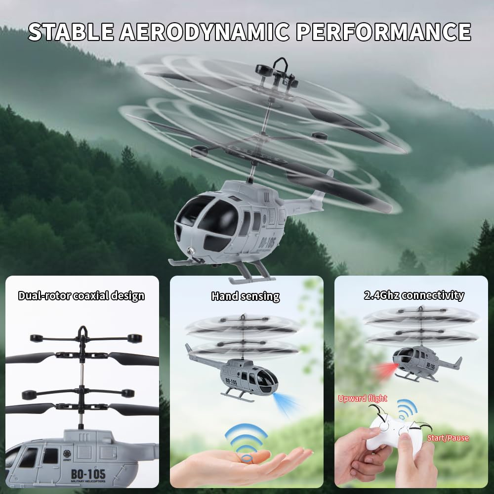 Remote Control Helicopter for Kids Boys Girls,2 Pack Military Toys Attack Helicopter,Army Style 2 Model RC Helicopters for Kids 6-8 Boys Military Lovers to Collect and Gift