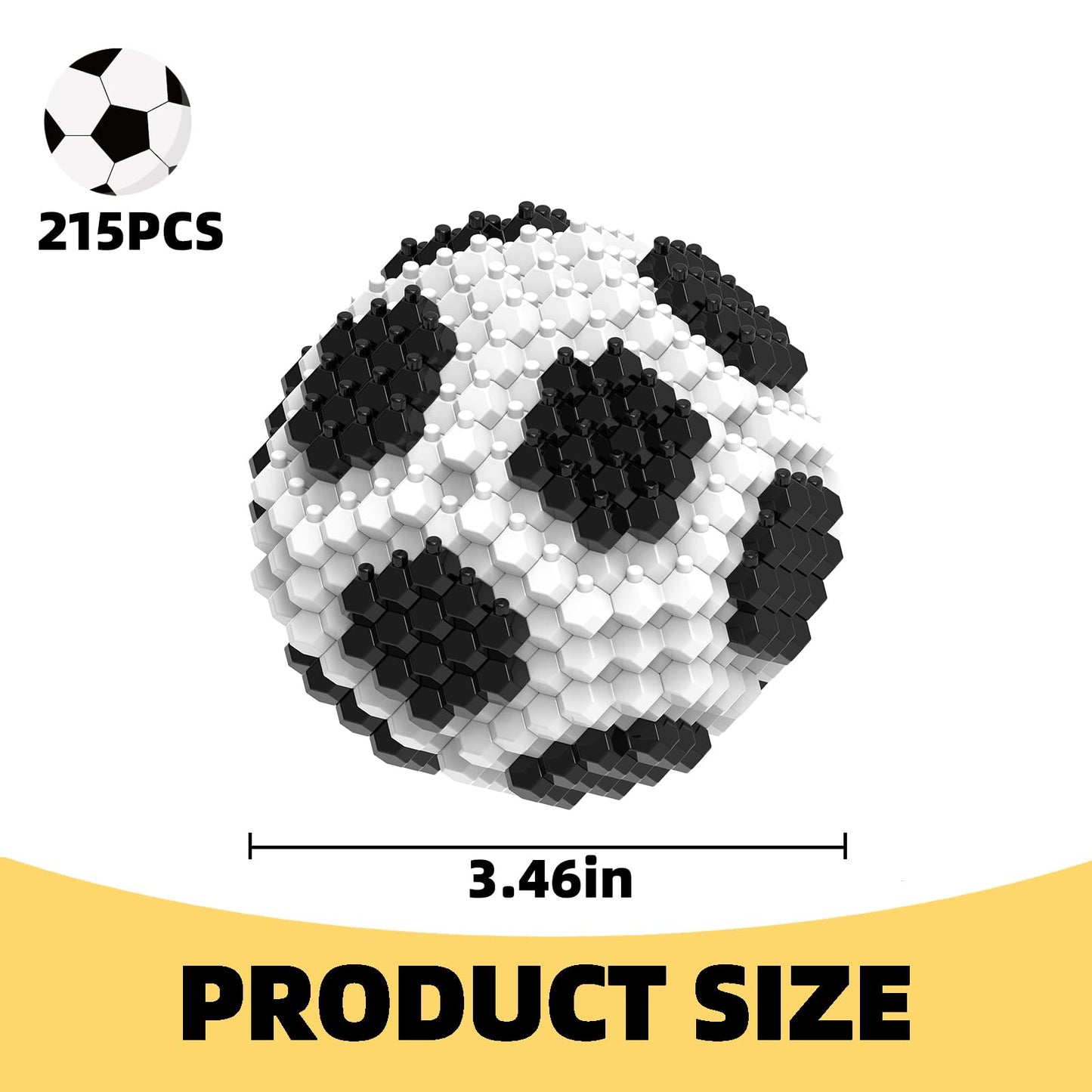 KADELE Fun Soccer Building Set 215 Pieces, Extremely Challenging STEM Building Blocks Decor for Adults Kids, Micro 3D Educational Toys for Boys Girls Ages 14 and Above
