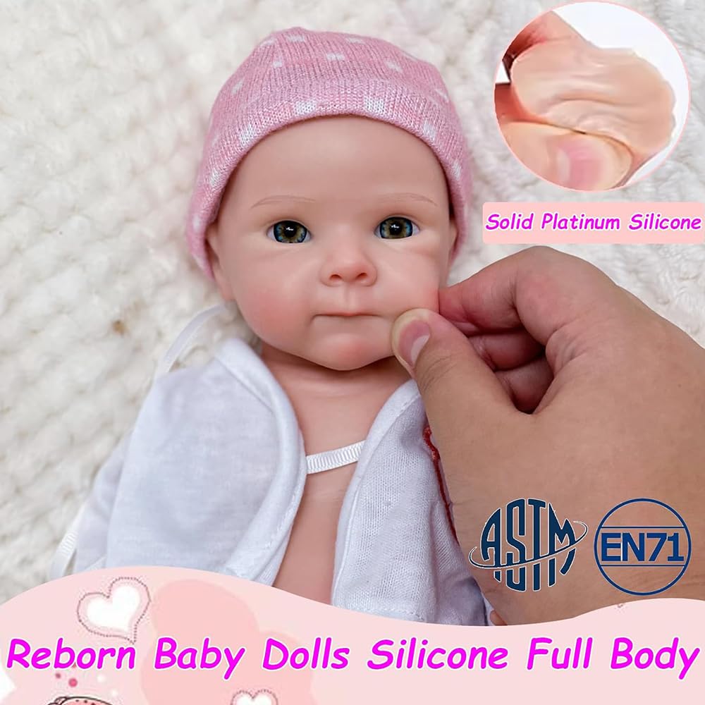 Aniiyy 13 Inch Can Open Mouth Full Body Silicone Baby Dolls, Lifelike Silicone Reborn Baby Doll, Anatomically Correct Baby Girl Dolls