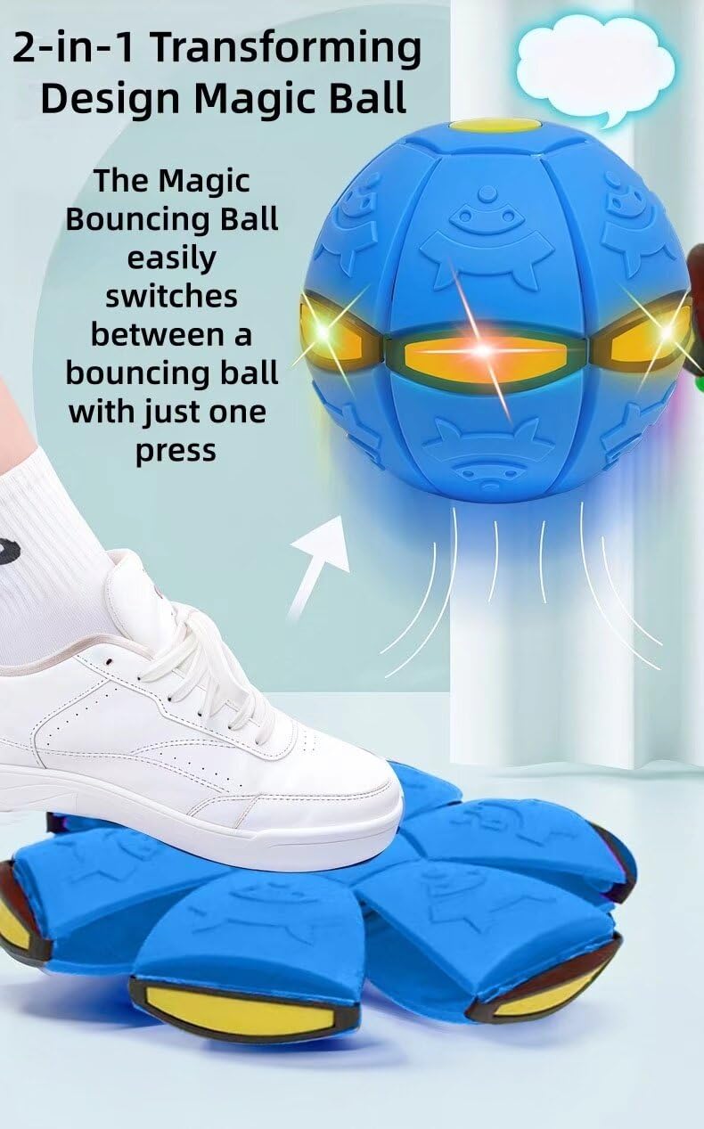Changexinyue 2pc 2-in-1 Dual Form Freely Switchable Magic Bouncing Ball Toy with Six Light Suitable for Indoor & Outdoor