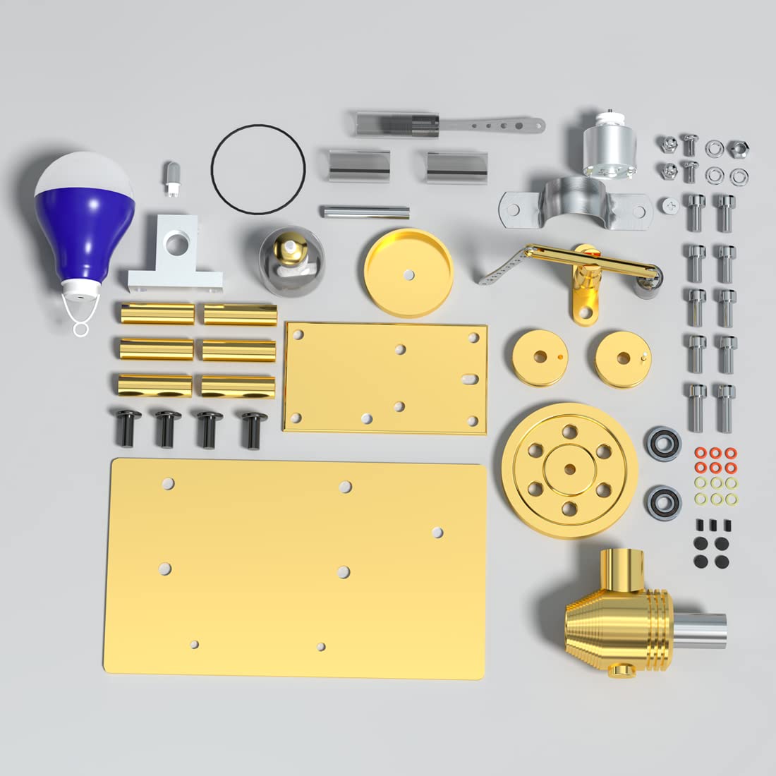 Fundiyengdi Hot Air Stirling Engine Model Kit, DIY Metal Balance Stirling Steam Engine Model That Works, Mechanical Electricity Power Generator Model Learning Physics Model