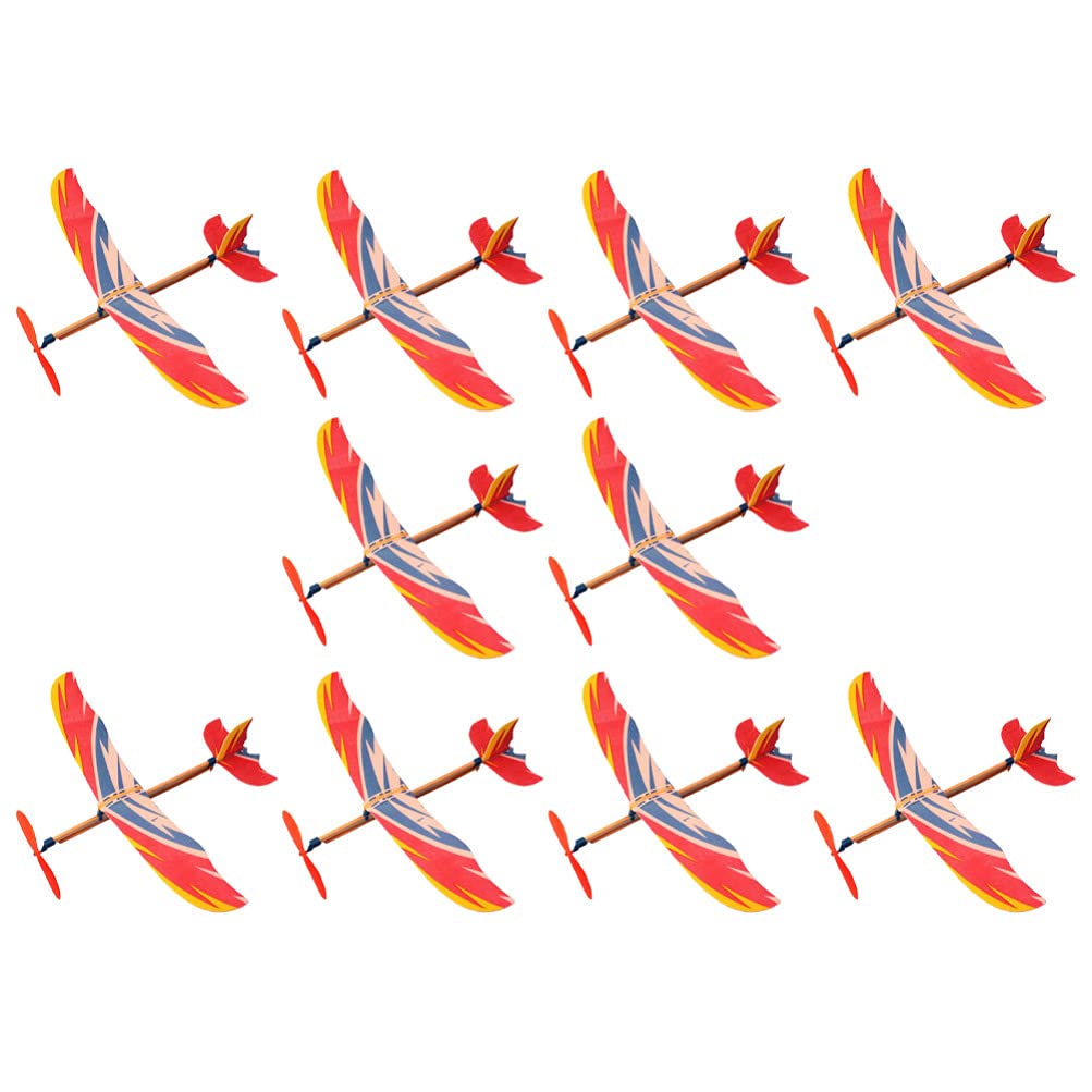 TOYANDONA 10Pcs Rubber Band Powered Airplane Model Glider Planes Airplane Birthday Party Favor Plane Indoor Outdoor Toys for Kids Children (Random Style)