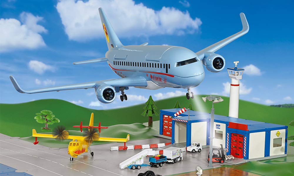 Siku 5402, Airliner with Accessories, Plastic, Light Blue, Multifunctional, Can be Combined Models of The Same Scale