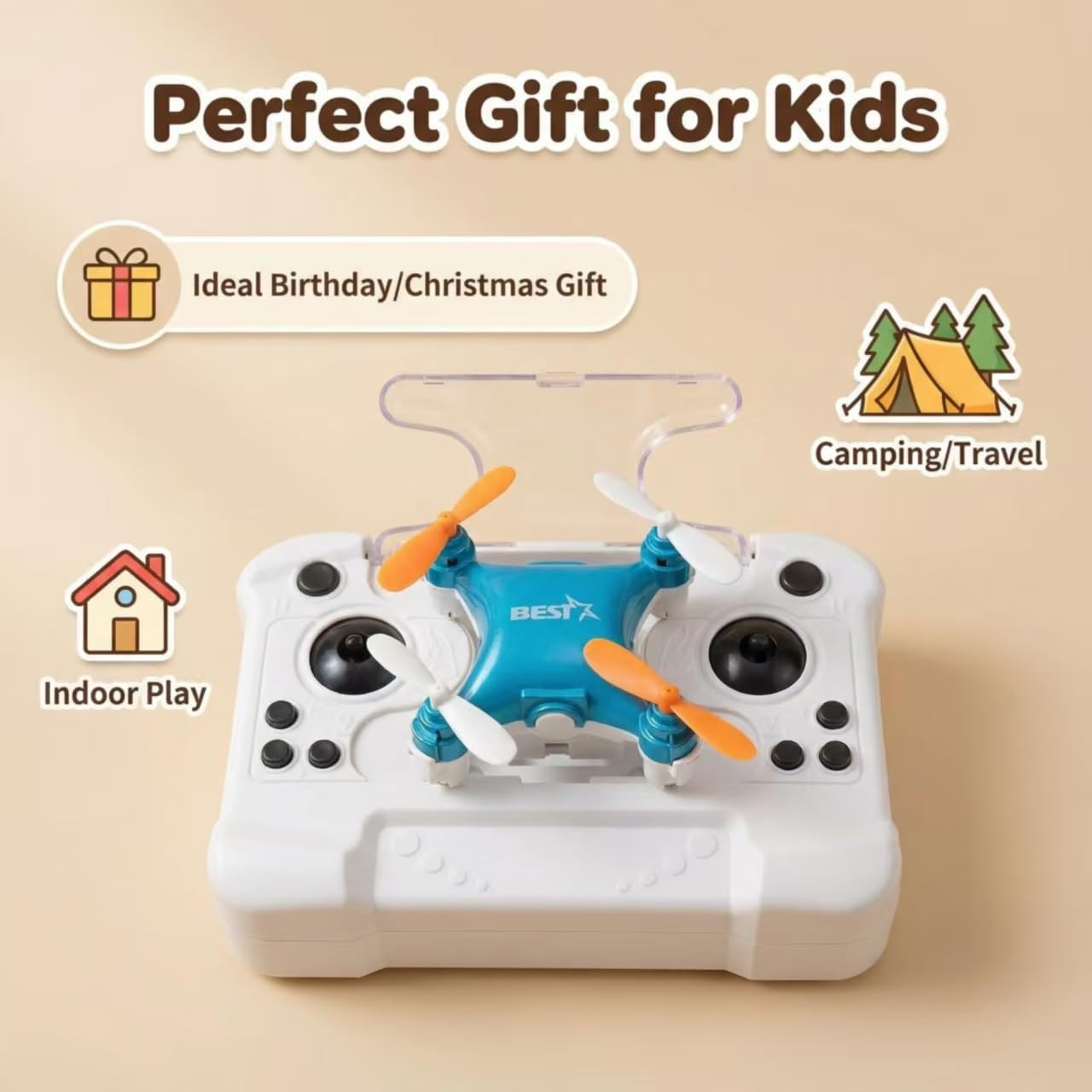 Mini Drone for Kids, Indoor Portable Nano Quadcopter with Altitude Hold, LED Lights, 3D Flips, Easy to Fly Toy Gift for Boys Girls (blue-No camera)