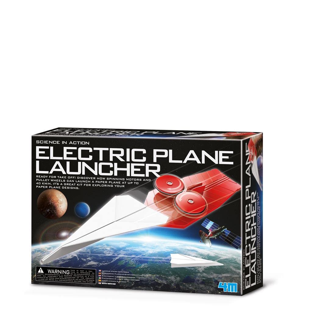 4M Electric Paper Airplane Launcher for Kids Ages 8+ – STEM Building Kit with Motorized Launcher, Adjustable Angles, DIY Science Experiment Toy