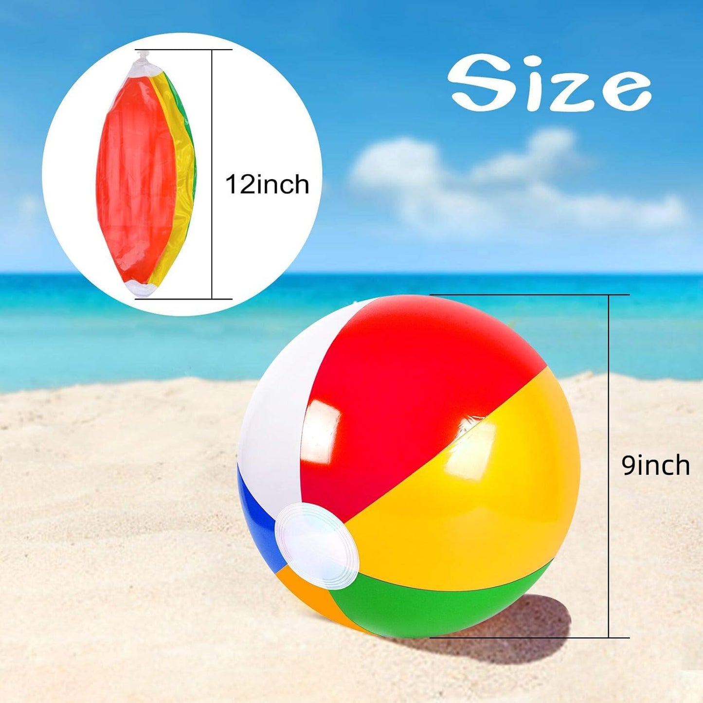Coopay 36 Pack Inflatable Beach Balls Classic Rainbow Swimming Pool Ball Birthday Beach Party Decoration Summer Water Games Gifts 9 to 12 Inches from Inflated to Deflated