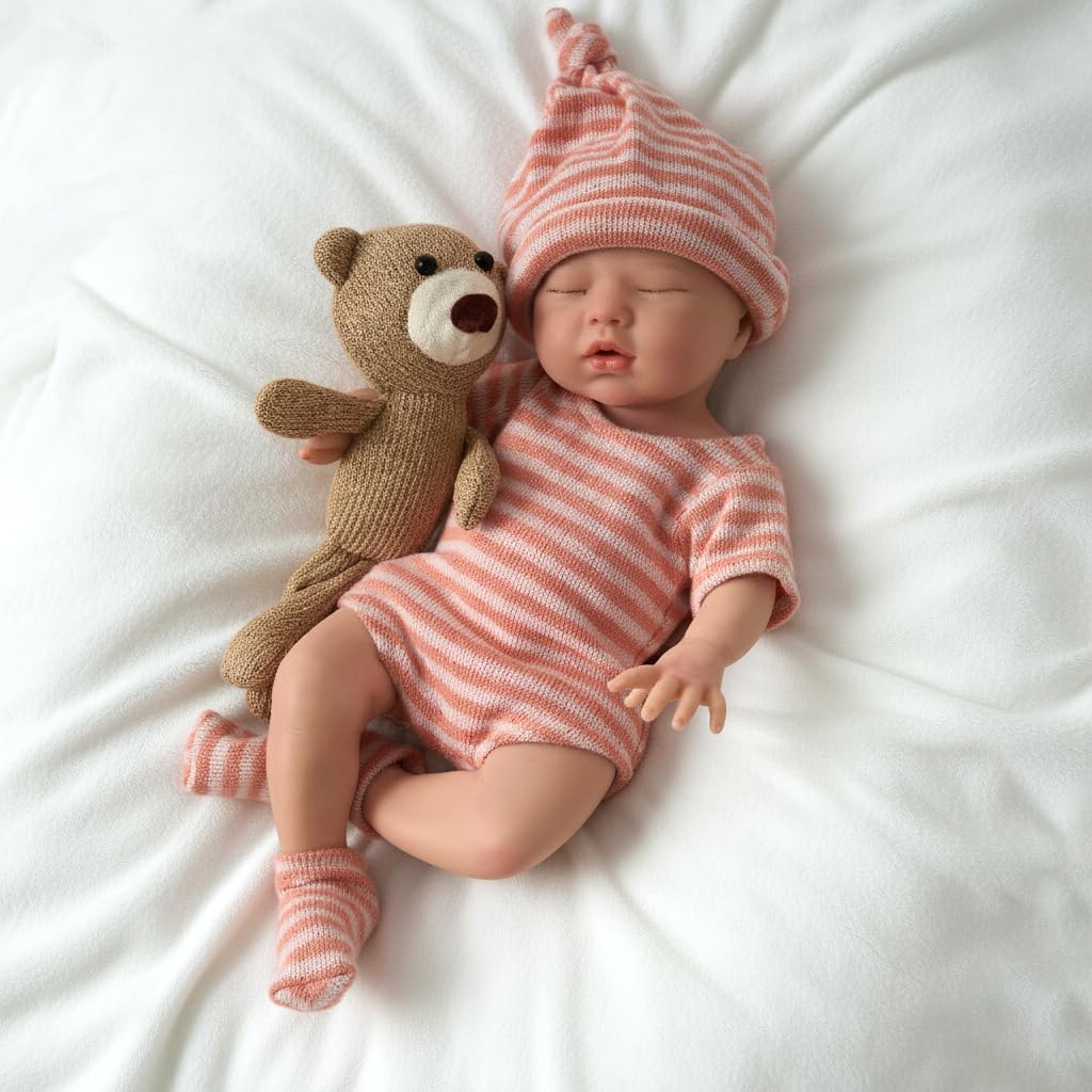 AMZBB 13 Inch Silicone Baby Doll Girl – Drink & Wet Reborn Baby Doll Silicone Full Body with Clothes & Feeding Set