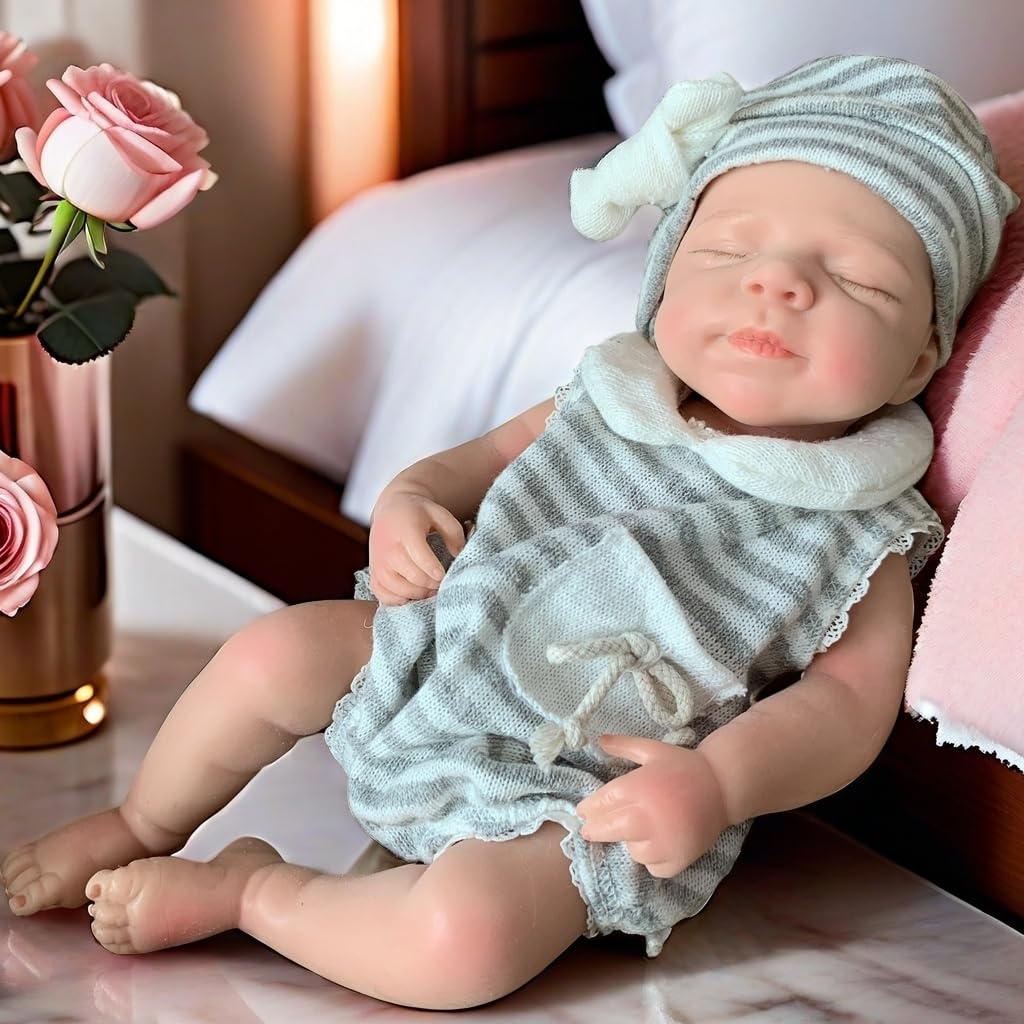 Yokyyi 13Inch Pascale Reborn Baby Dolls Silicone Full Body Correct Real Close Eyes Full Body Silicone Baby Dolls Sleeping Girl with Feeding Kit