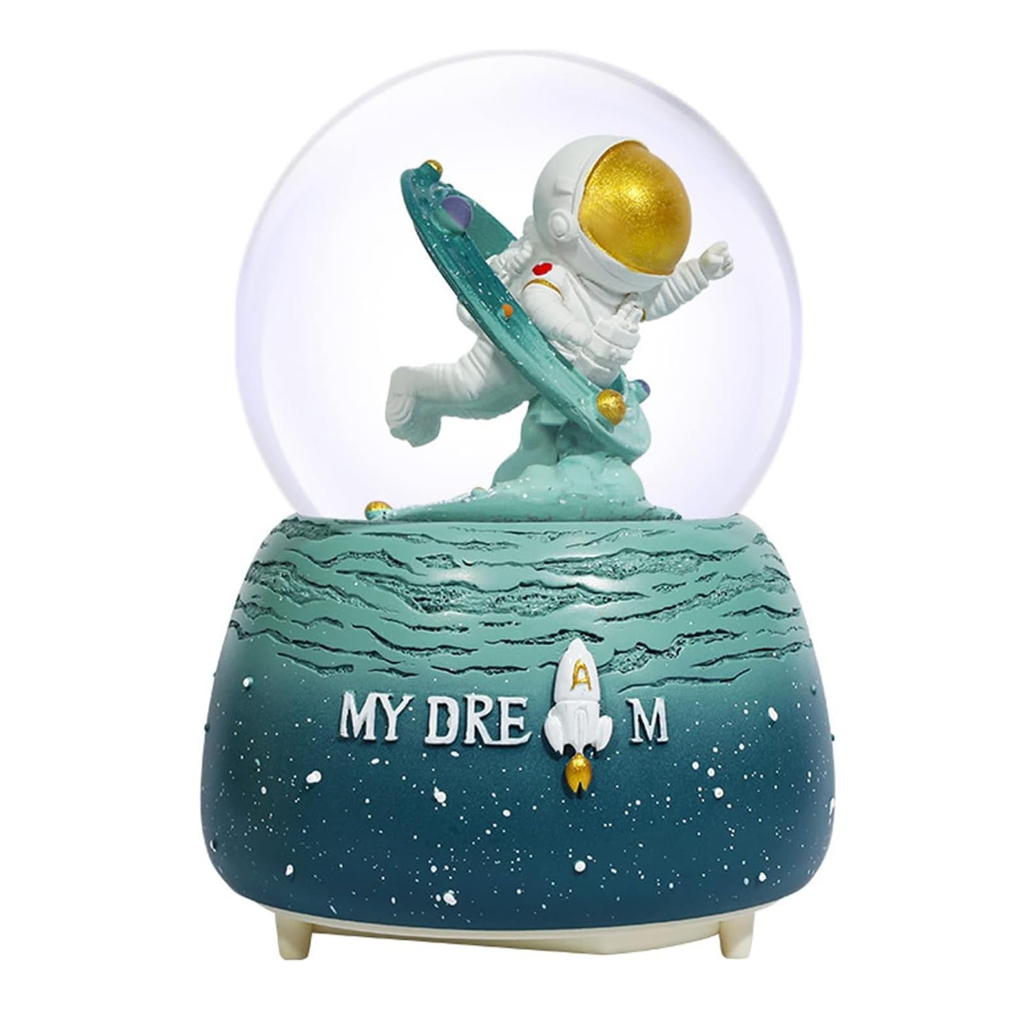 Astronaut Snow Globes, 80MM Musical Glitter Snow Globe to Explore The Vast Starry Sky, Astronaut Musical Snowglobe