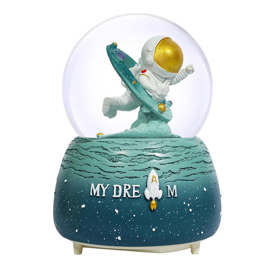 Astronaut Snow Globes, 80MM Musical Glitter Snow Globe to Explore The Vast Starry Sky, Astronaut Musical Snowglobe