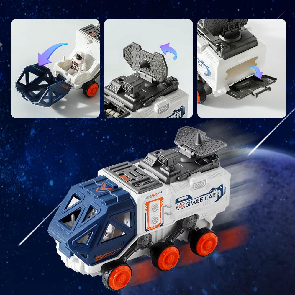 Wbzle Space Ship Toys for Kids, Rocket Toy Set with with Light Sound Spray Effect, Space Set Include Car, Rocket Launcher, Satellites, Outer Space Playset Series