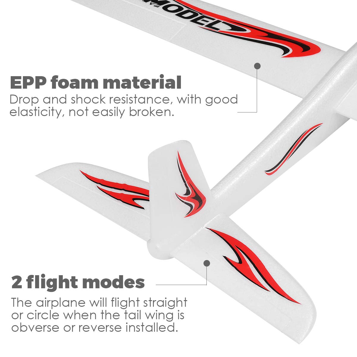 TOYANDONA 1PC Foam Glider Airplane, 39 inch Large Throwing Glider Planes Lightweight Outdoor Flying Glider Airplane Toys for Girls Boys Party Favor or Gift