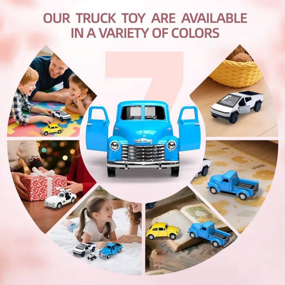 Little Blue Truck Toys for Kids Ages 2 3 4 5 6 7 8 Year Old Boys Girls, 1:32 Alloy Kids Car Toys, with Pull Back Model Cars diecast Cars Toddlers Race playsets Birthday Set